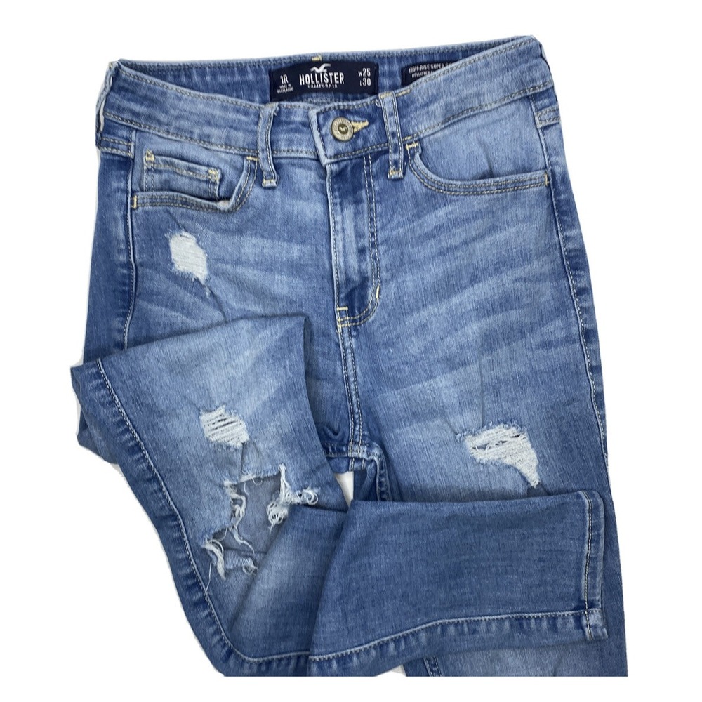 Hollister High Rise Super Skinny Jeans Womens 1R W25 L30 Distressed Stretch